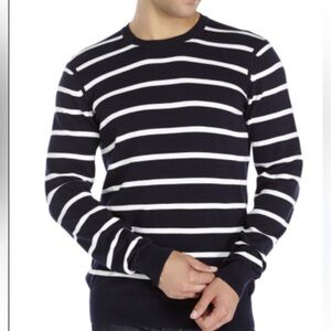 Ben Sherman Striped Black and White Men's Sweater - Small